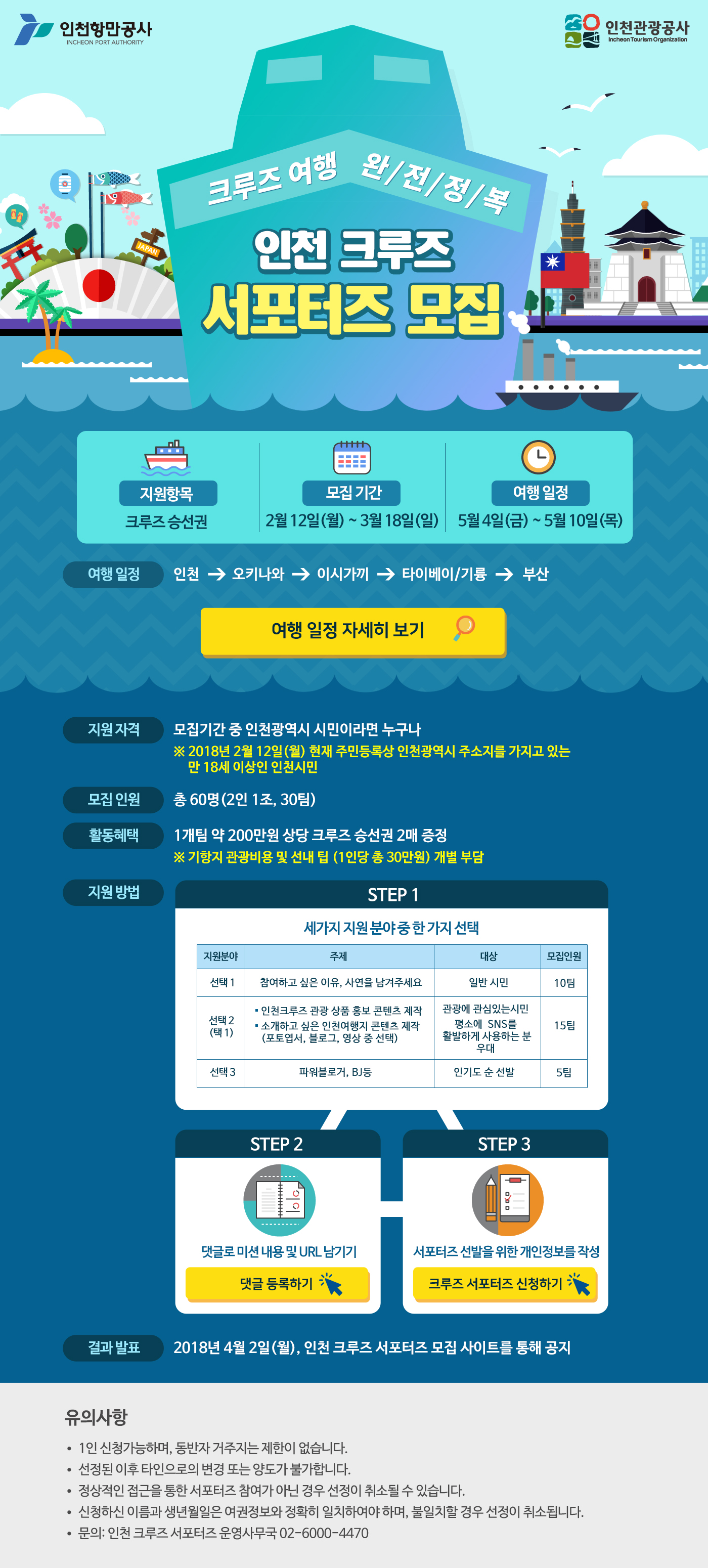 인천시민 크루즈 서포터즈 모집의 1번째 이미지