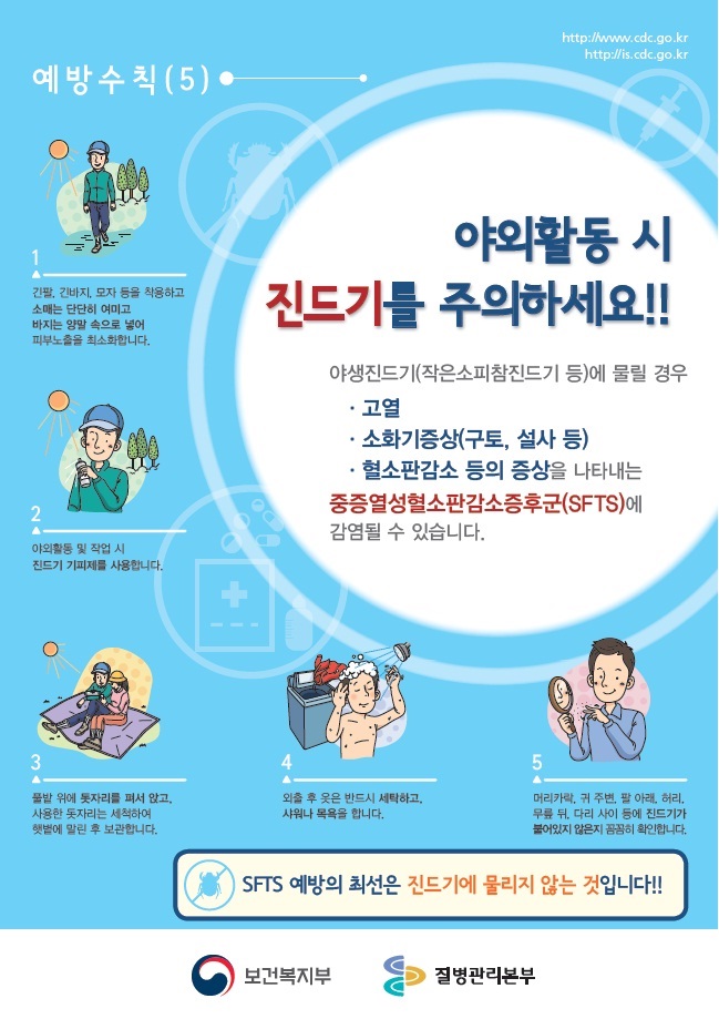 SFTS(중증열성혈소판감소증후군) 예방수칙 안내의 1번째 이미지